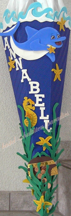 Bastelanleitung Delphine mit Schatztruhe (nur Motiv)